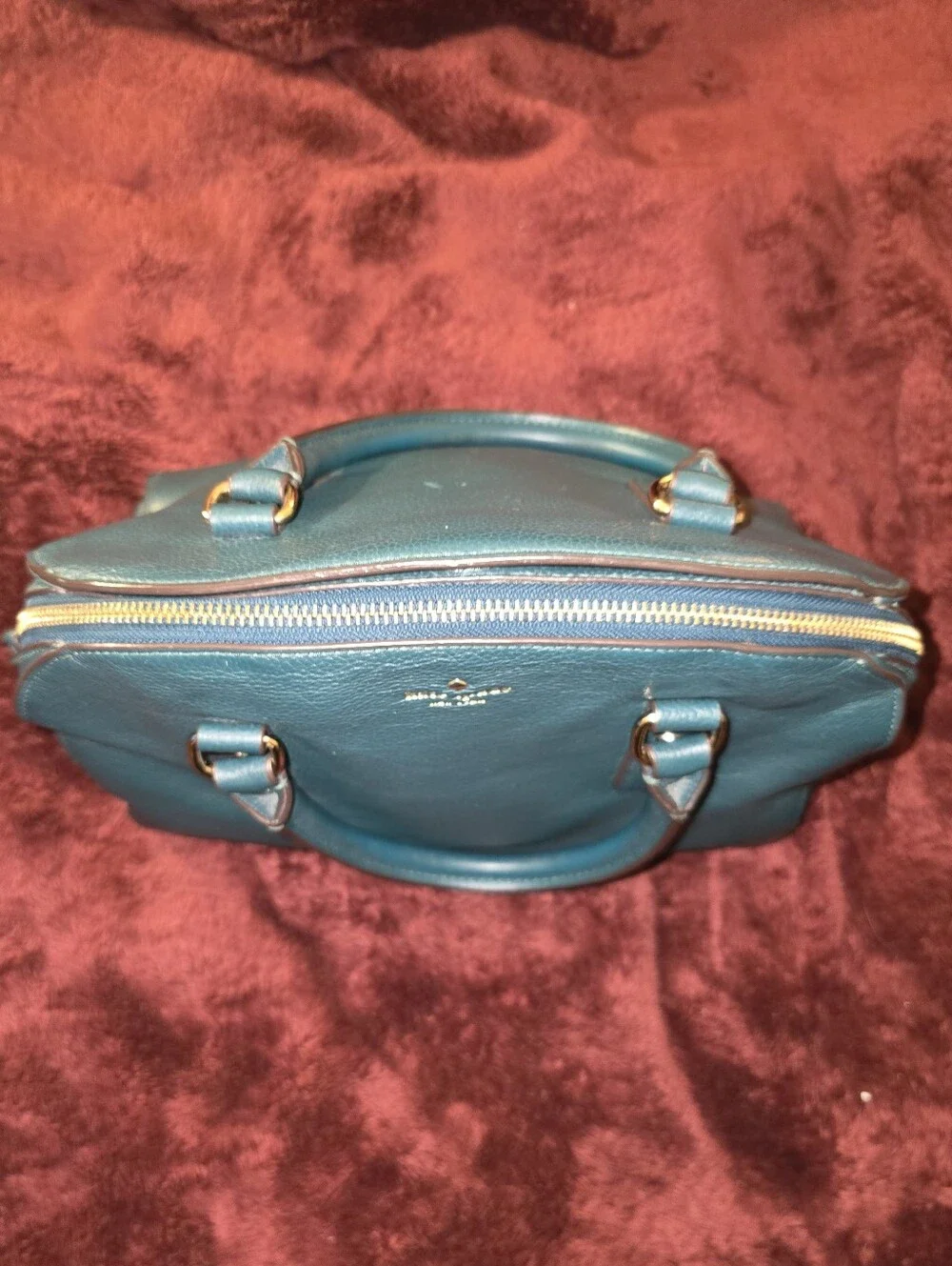 Kate Spade Vintage Reilly Larchmont Avenue satchel, dark teal pebbled leather.